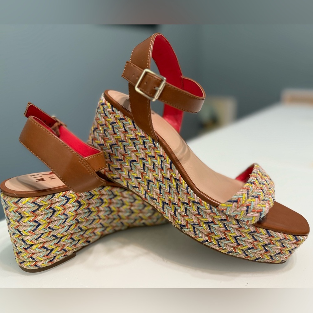 Mix No. 6 Brown‎ Wedge Sandals with Ankle Strap